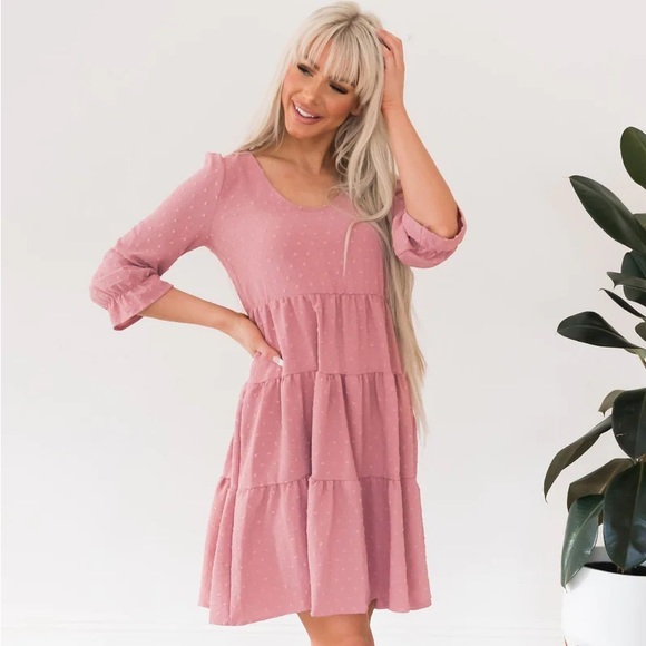 Knee Length Mauve Dress - Picture 2 of 7